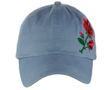 Side Embroidered Rose Adjustable Low Profile Baseball Dad Cap Hat