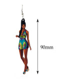 Women's Exquisite African Ebony Model Dangle Pierced Earrings, Summer Dress