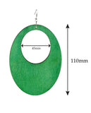 Women's Large Oval Flat Wood Dangle Pierced Earrings