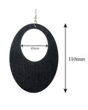 Women's Large Oval Flat Wood Dangle Pierced Earrings