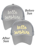 C.C Ponycap Color Changing Embroidered Quote Adjustable Trucker Baseball Cap, Hello Sunshine