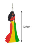 Women's Exquisite African Ebony Model Dangle Pierced Earrings, Gown