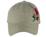 Side Embroidered Rose Adjustable Low Profile Baseball Dad Cap Hat