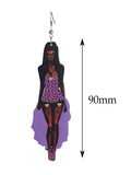Women's Exquisite African Ebony Model Dangle Pierced Earrings, Floral Corset Dress