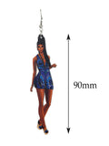 Women's Exquisite African Ebony Model Dangle Pierced Earrings, Summer Dress