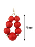 Women's Wooden Ball Bead Hoop Dangle Pierced Earrings, Color
