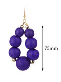 Women's Wooden Ball Bead Hoop Dangle Pierced Earrings Set