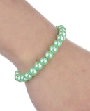 Women's 7mm Simulated Pearl Necklace with Stretch Bracelet and Ball Earrings