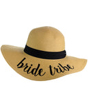 C.C Women's Paper Weaved Beach Time Embroidered Quote Floppy Brim Sun Hat
