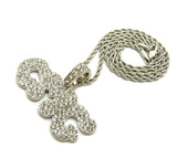 Stone Stud CMG Initials Rapper Pendant with 2mm 24" Rope Chain Necklace