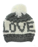 NYfashion101 Two Tone Handmade Love Knitted Short Pom Pom Beanie Hat
