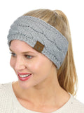 C.C Soft Stretch Winter Warm Cable Knit Fuzzy Lined Ear Warmer Headband