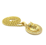 Stone Edge King Lion Medallion Pendant w/ Chain Necklace