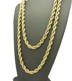 Unisex Hip Hop/Rap Style 7mm 24" & 30" Rope Chain Necklace Set in Gold-Tone