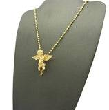 Winged Cherub Angel Micro Pendant w/ Chain Necklace