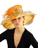 NYFASHION101 Kentucky Derby Organza Sinamay Dress Hat w/ Ruffle Flower