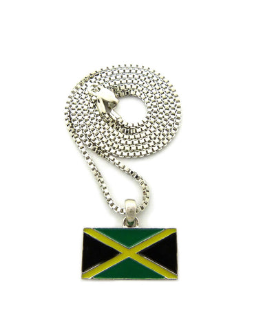 Flag of Jamaica Micro Pendant with Chain Necklace