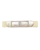 NYFASHION101 Women's Stretch Waist Belt w/ Stone Stud Square Front Closure, Gold-Tone
