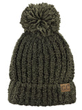 C.C Women's Chenille Soft Stretchy Pom Cuffed Knit Beanie Cap Hat