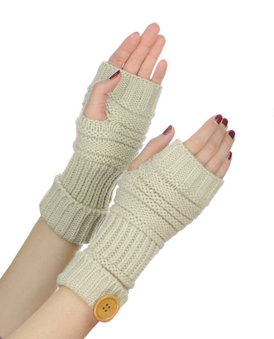 NYfashion101 Exclusive Women's Fingerless Short Arm Warmer w/ Button Accent