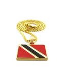 Trinidad and Tobago Flag Micro Pendant w/ Chain Necklace