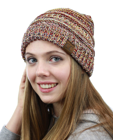 NYfashion101 Exclusive Unisex Two Tone Warm Cable Knit Thick Slouch Beanie Cap