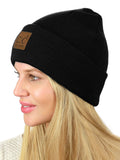 C.C Unisex Plain Cuff Skull Cap Winter Knit Beanie Hat