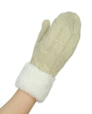 NYfashion101 Exclusive Winter Warm Sherpa Lined Cable Knit Cuff Mitten
