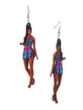 Women's Exquisite African Ebony Model Dangle Pierced Earrings, Summer Dress
