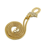 Stone Stud Tilted Crown Number Pendant with 3mm 24" Cuban Chain Necklace, 0, Gold-Tone