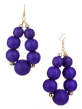 Women's Wooden Ball Bead Hoop Dangle Pierced Earrings, Color