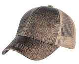 C.C Ponycap Messy High Bun Ponytail Adjustable Glitter Mesh Trucker Baseball Cap