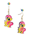 Women's Rainbow Youthful Enamel Pony Stud and Dangle Earrings