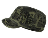 Unisex Cotton Distressed Layered Frayed Cadet Military Cap