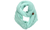 C.C Women's Winter Cable Knit Sherpa Lined Warm Infinity Pullover Scarf
