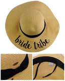 C.C Women's Paper Weaved Beach Time Embroidered Quote Floppy Brim Sun Hat