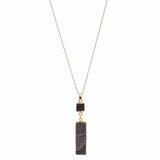 Women's Druzy Square and Bar Dangle Pendant with 30" Ball Chain Necklace