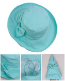 NYFASHION101 Women's Summer Packable Bow Accent Foldable Brim Beach Sun Hat