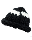 Two Tone Single Strip Handmade Big Loop Helsinski Hat Beanie