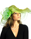 NYFASHION101 Kentucky Derby Enlarged Sheer Floral Accent Sinamay Dress Hat