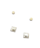 6 Stone Row Square Shape Stud Magnetic Earrings