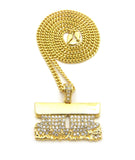 Stone Stud Shaving Cream Razor Blade Pendant Chain Necklace, Gold-Tone