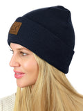 C.C Unisex Plain Cuff Skull Cap Winter Knit Beanie Hat