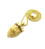 Stone Stud King Lion Pendant with Chain Necklace