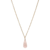 Women's Smooth Briolette Stone Dangle Pendant with 17" Link Chain Necklace