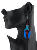 Women's Exquisite African Ebony Model Dangle Pierced Earrings Set, Batik Dress