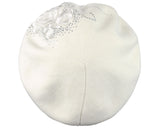 C.C Rhinestone Embellished Embroidered Flower French Style Angora Beret