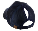 C.C Ponycap Messy High Bun Ponytail Adjustable Glitter Mesh Trucker Baseball Cap