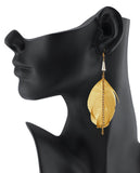 Women's Bohemian Long Feather Stone Stud Link Chain Dangle Pierced Earrings