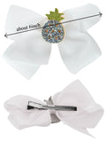 NYFASHION101 Toddlers' Girls' Sequin Pineapple Grosgrain Ribbon Bow Alligator Clip